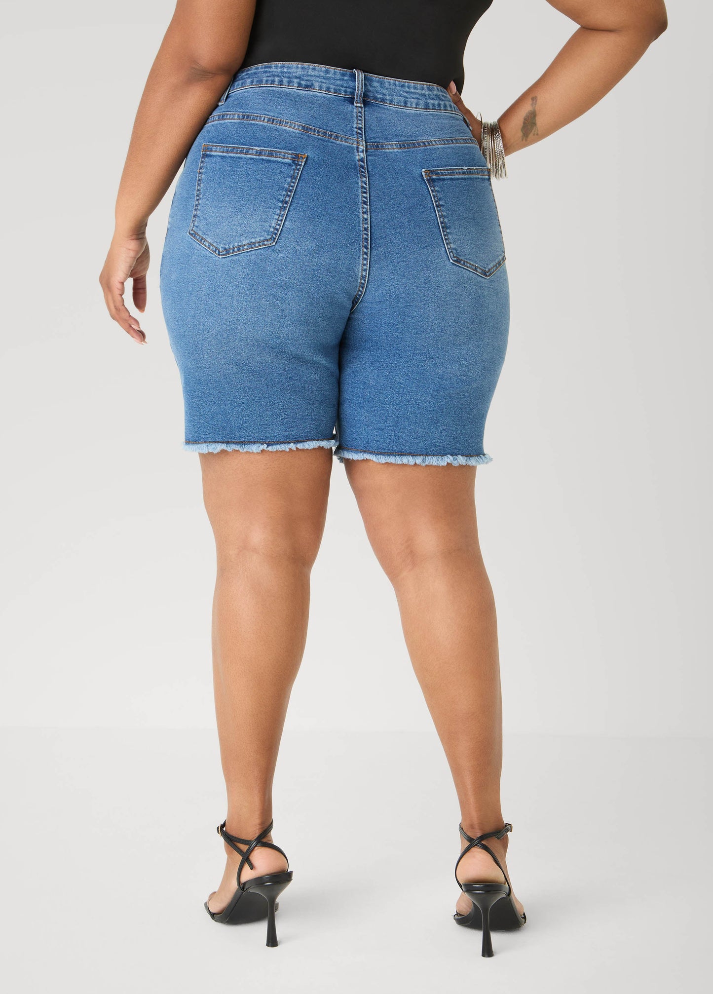 Ashley Stewart Fearless Distressed Denim Shorts White