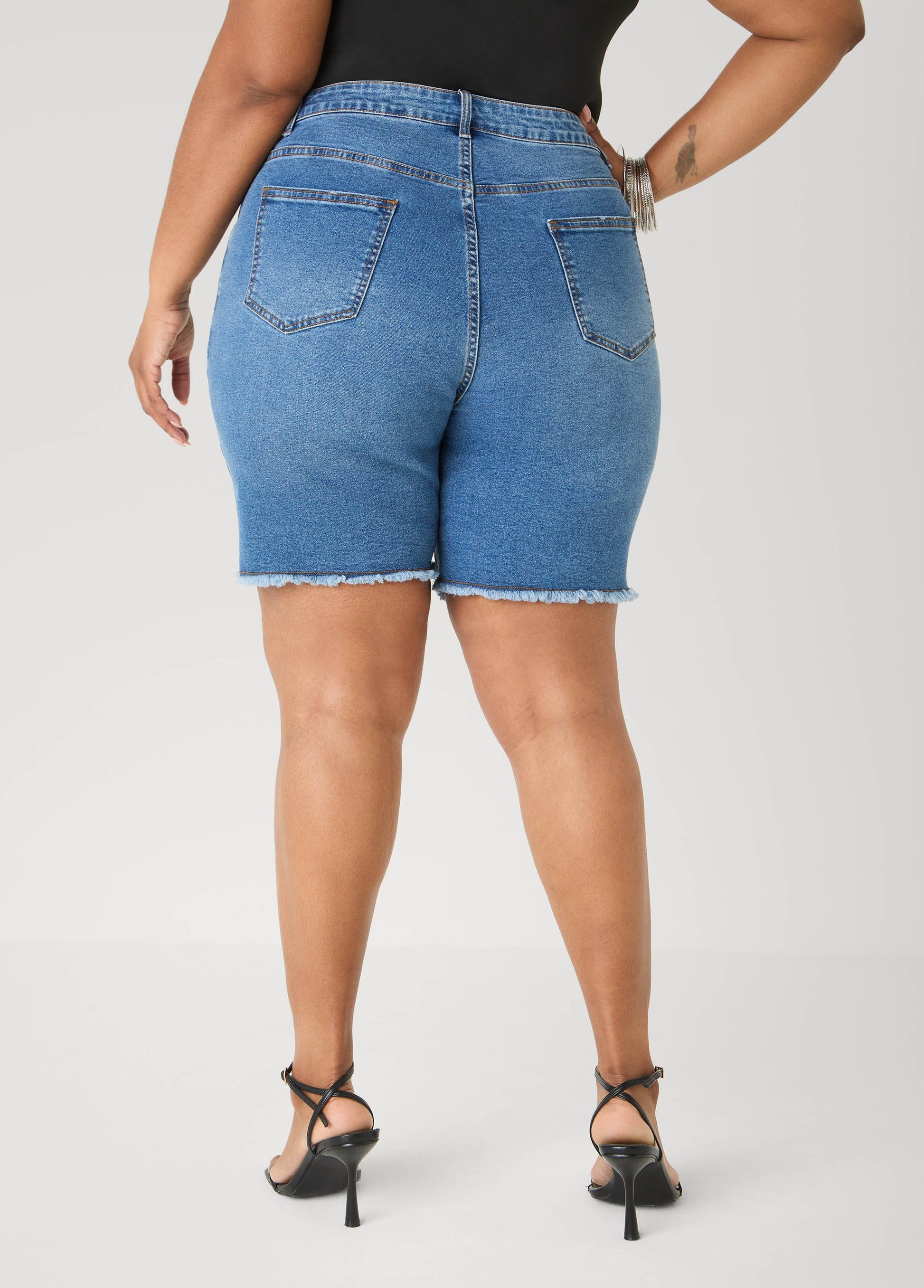 Ashley Stewart Fearless Distressed Denim Shorts White