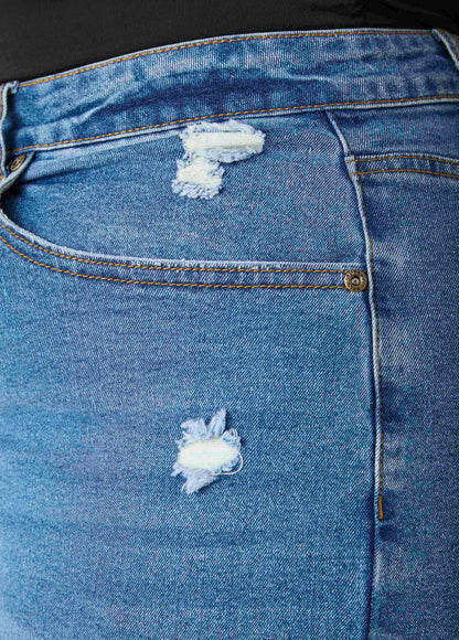 Ashley Stewart Fearless Distressed Denim Shorts White