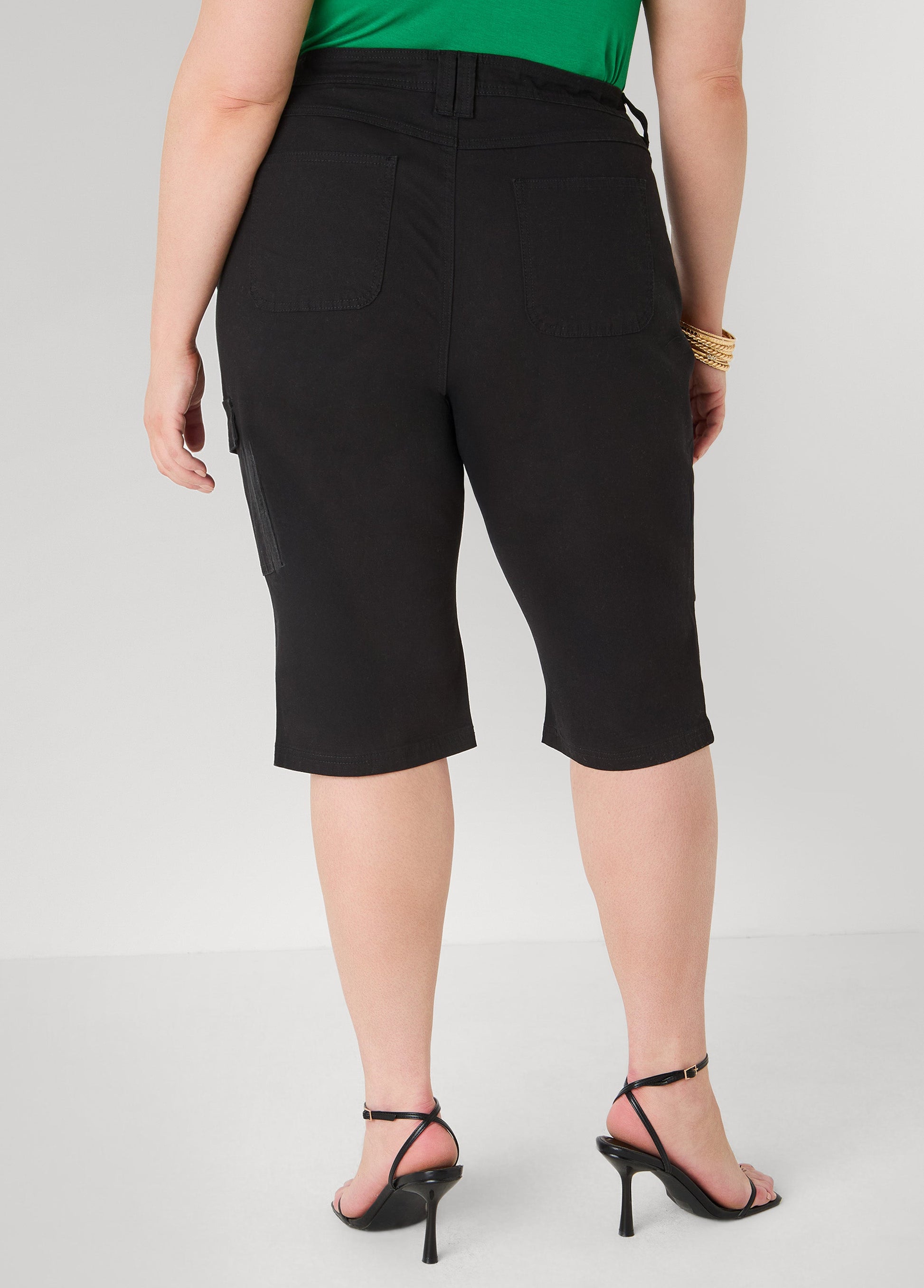 Ashley Stewart Grommet Denim Capris Denim Blue