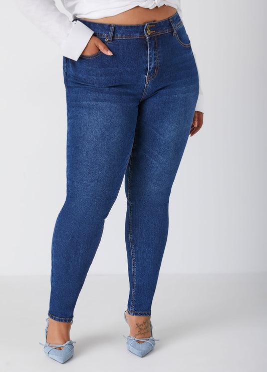 Ashley Stewart Plus Size Stretchy Skinny Jeans High Rise Shaping Skinny Jeans Indigo
