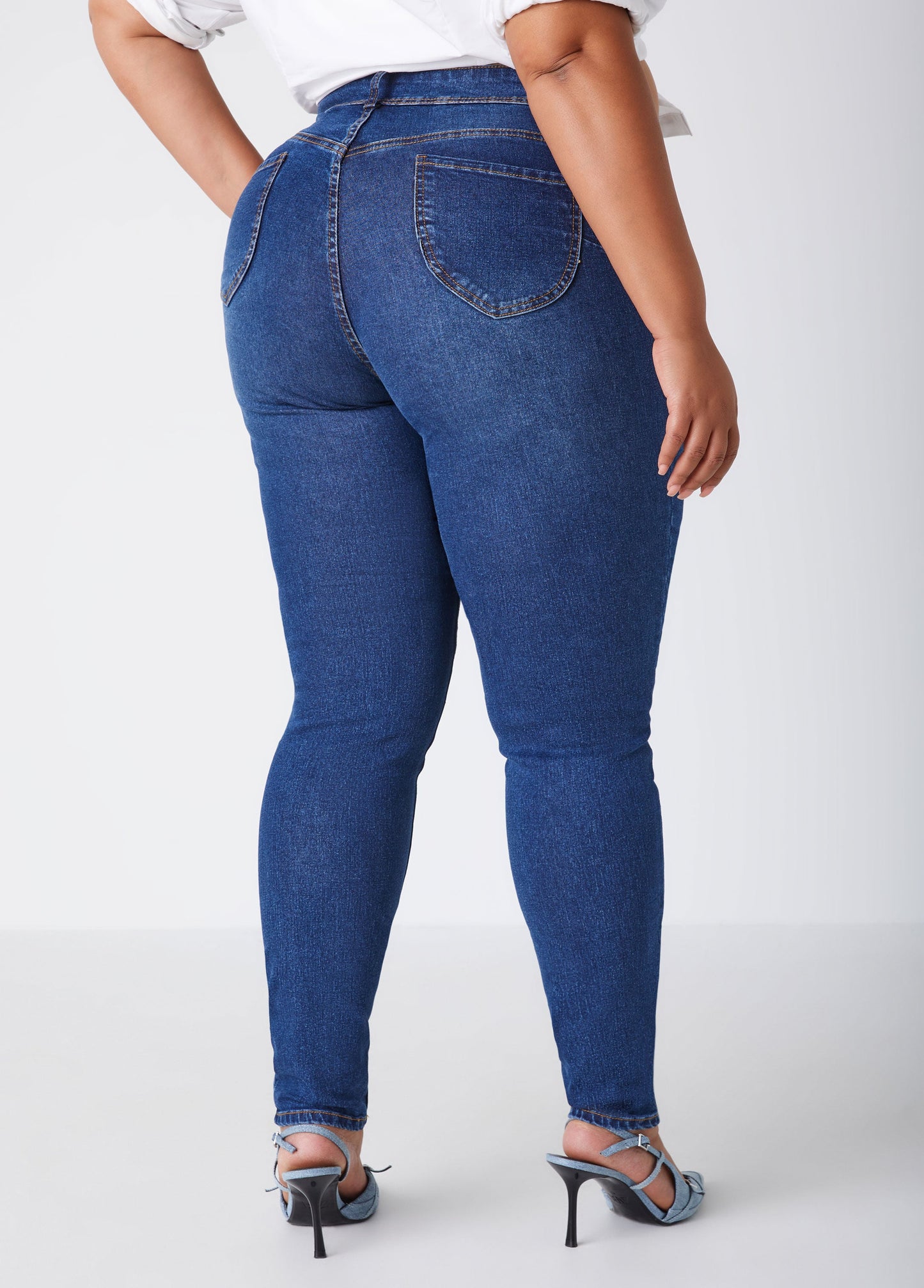 Ashley Stewart Plus Size Stretchy Skinny Jeans High Rise Shaping Skinny Jeans Indigo