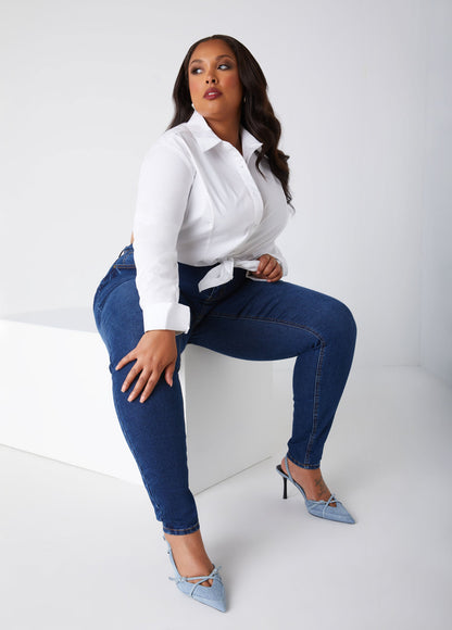 Ashley Stewart Plus Size Stretchy Skinny Jeans High Rise Shaping Skinny Jeans Indigo