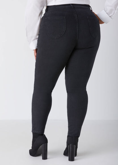 Ashley Stewart Plus Size Skinny Jeans High Rise Shaping Stretchy Skinny Jeans Black