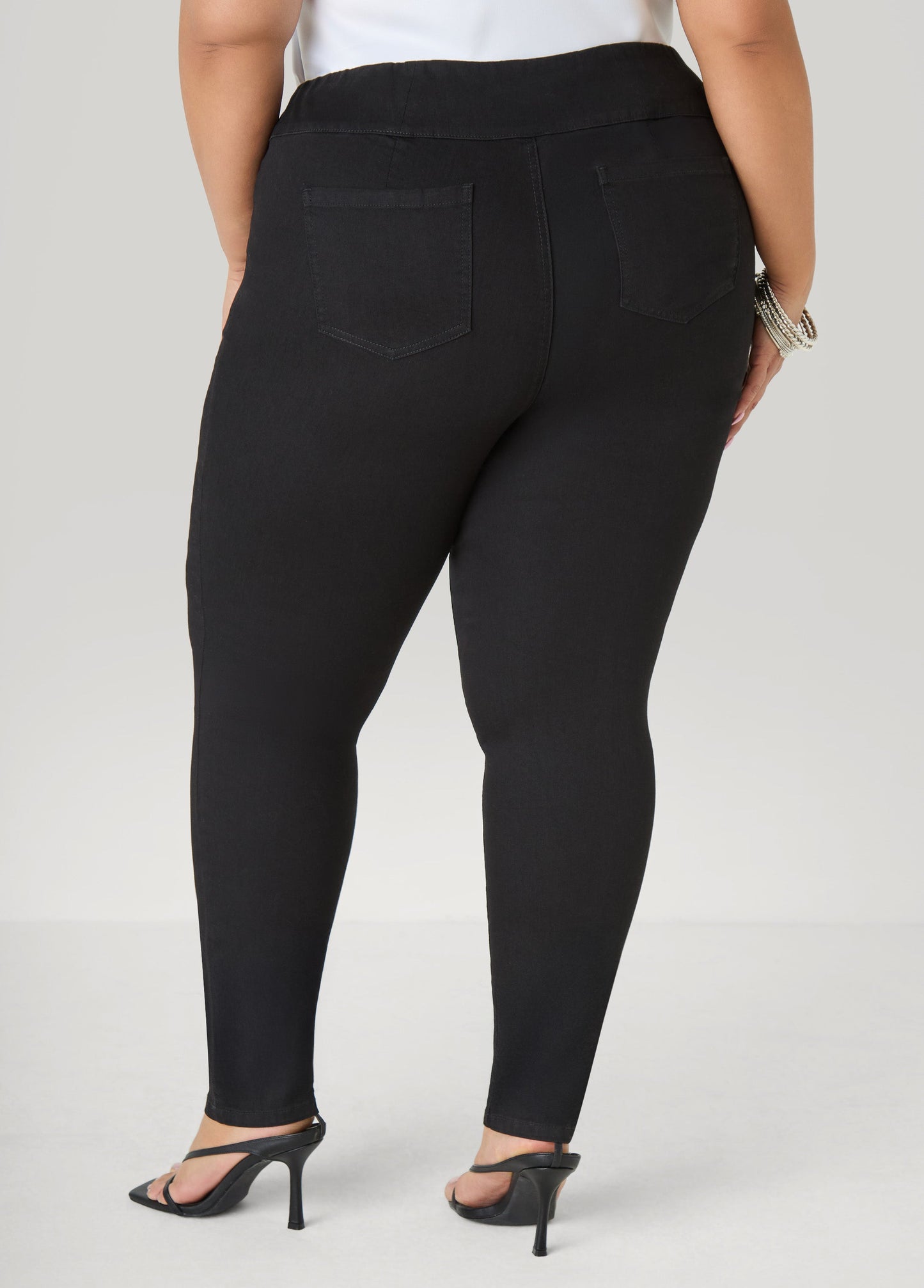 Ashley Stewart Pintucked Lace Up Jeans Dk Rinse