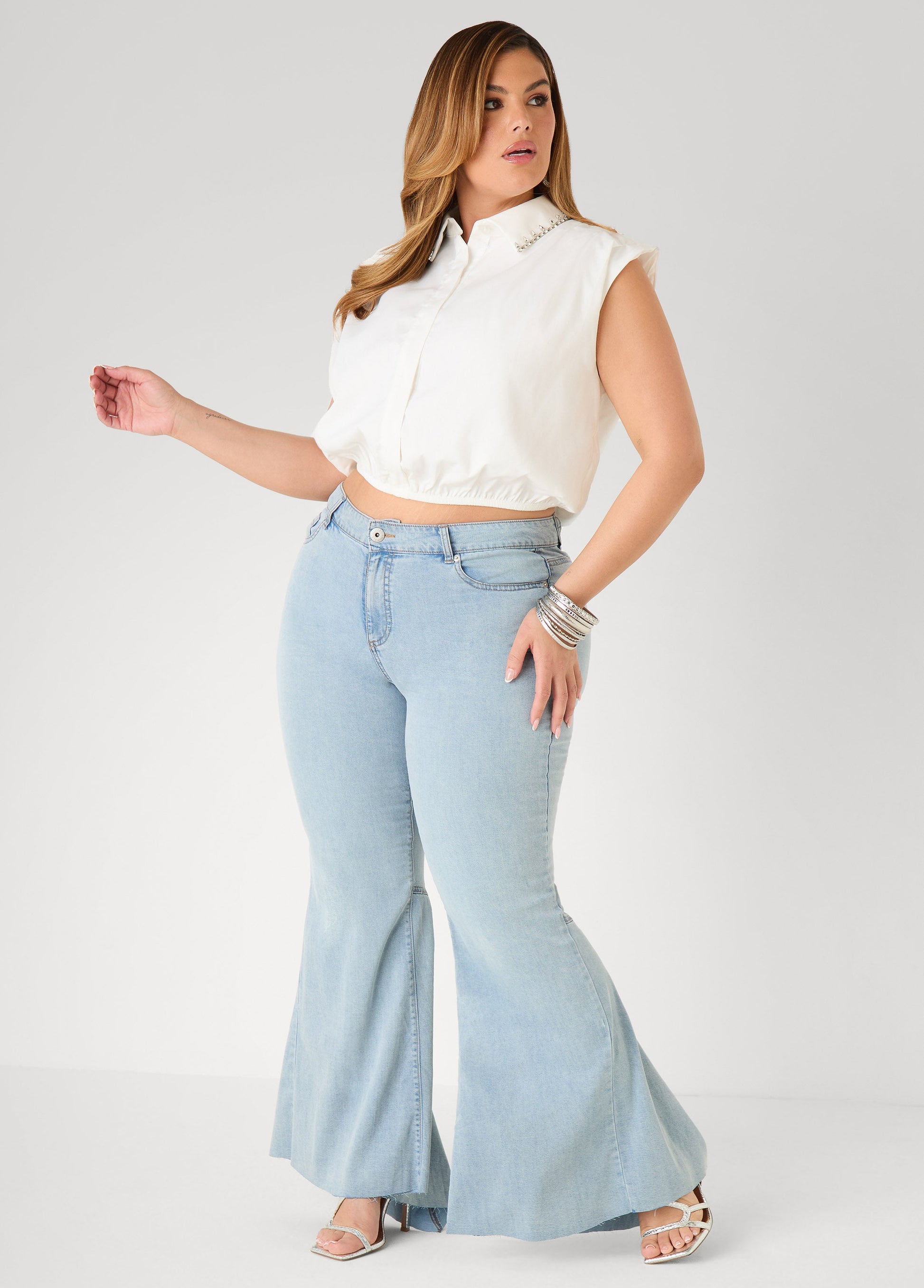 Ashley Stewart Seam Detailed Flared Jeans Vintage