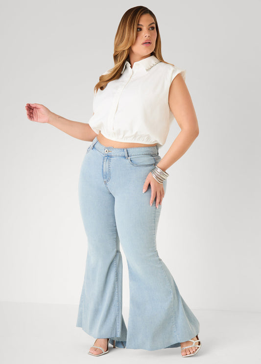 Ashley Stewart Seam Detailed Flared Jeans Vintage