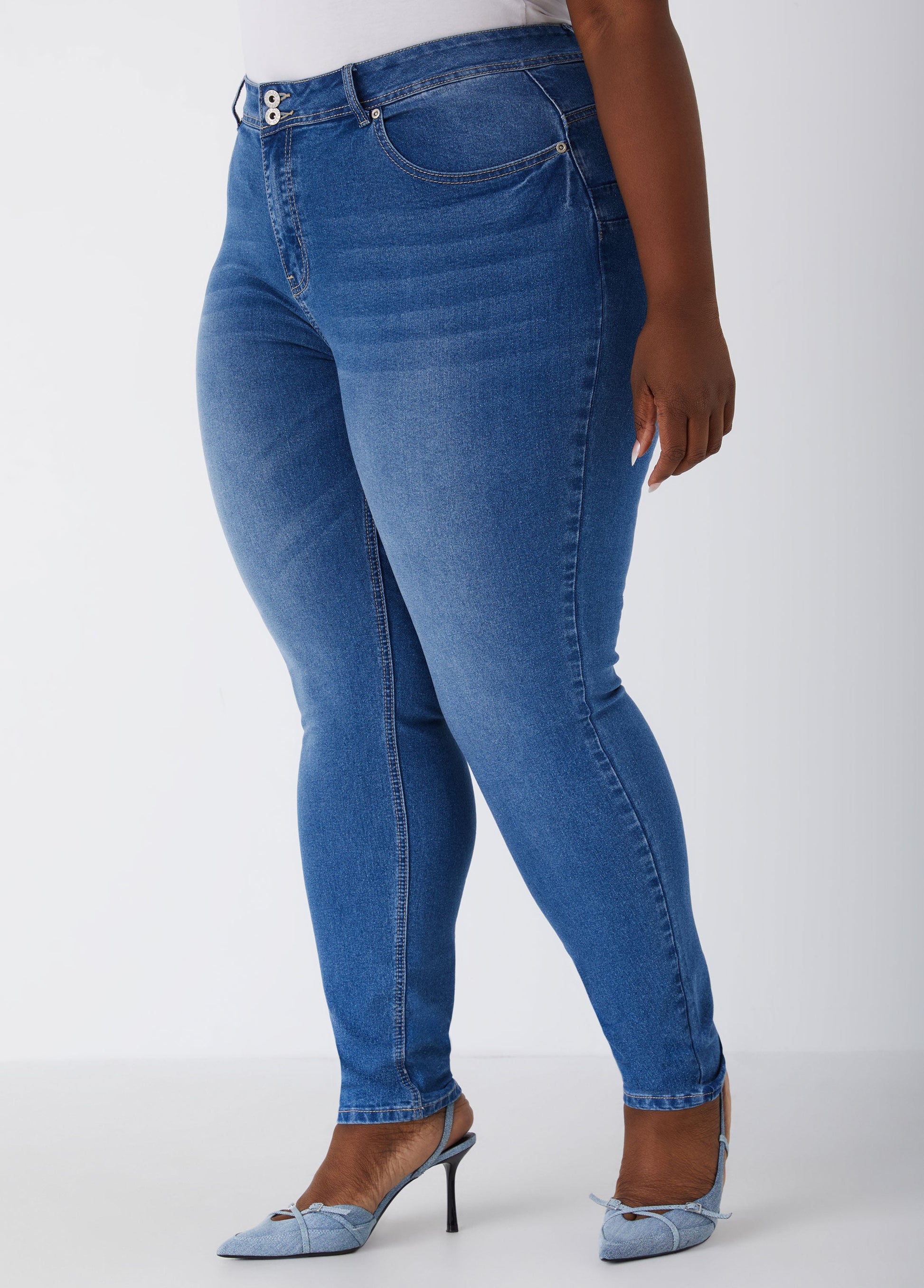 Ashley Stewart Plus Size High Rise Skinny Jeans Shaping Stretchy Skinny Jeans Lt Sky Blue