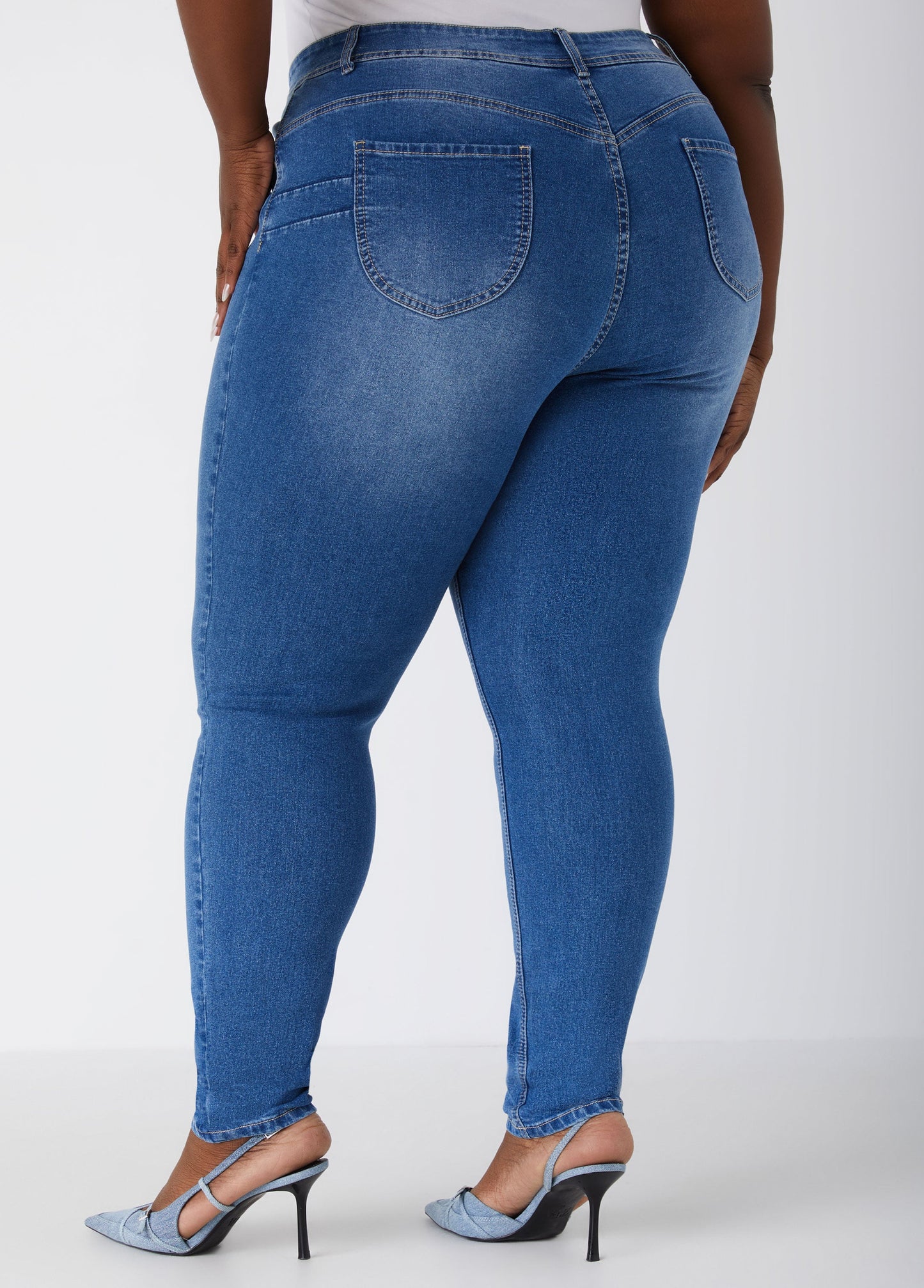 Ashley Stewart Plus Size High Rise Skinny Jeans Shaping Stretchy Skinny Jeans Lt Sky Blue