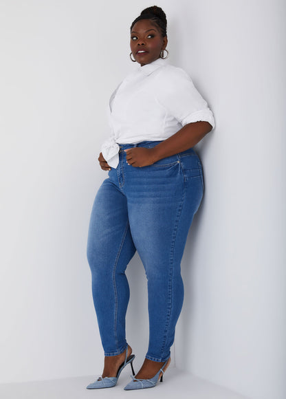 Ashley Stewart Plus Size High Rise Skinny Jeans Shaping Stretchy Skinny Jeans Lt Sky Blue