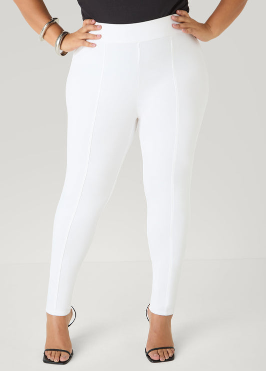 Ashley Stewart Seamed High Waist Leggings White