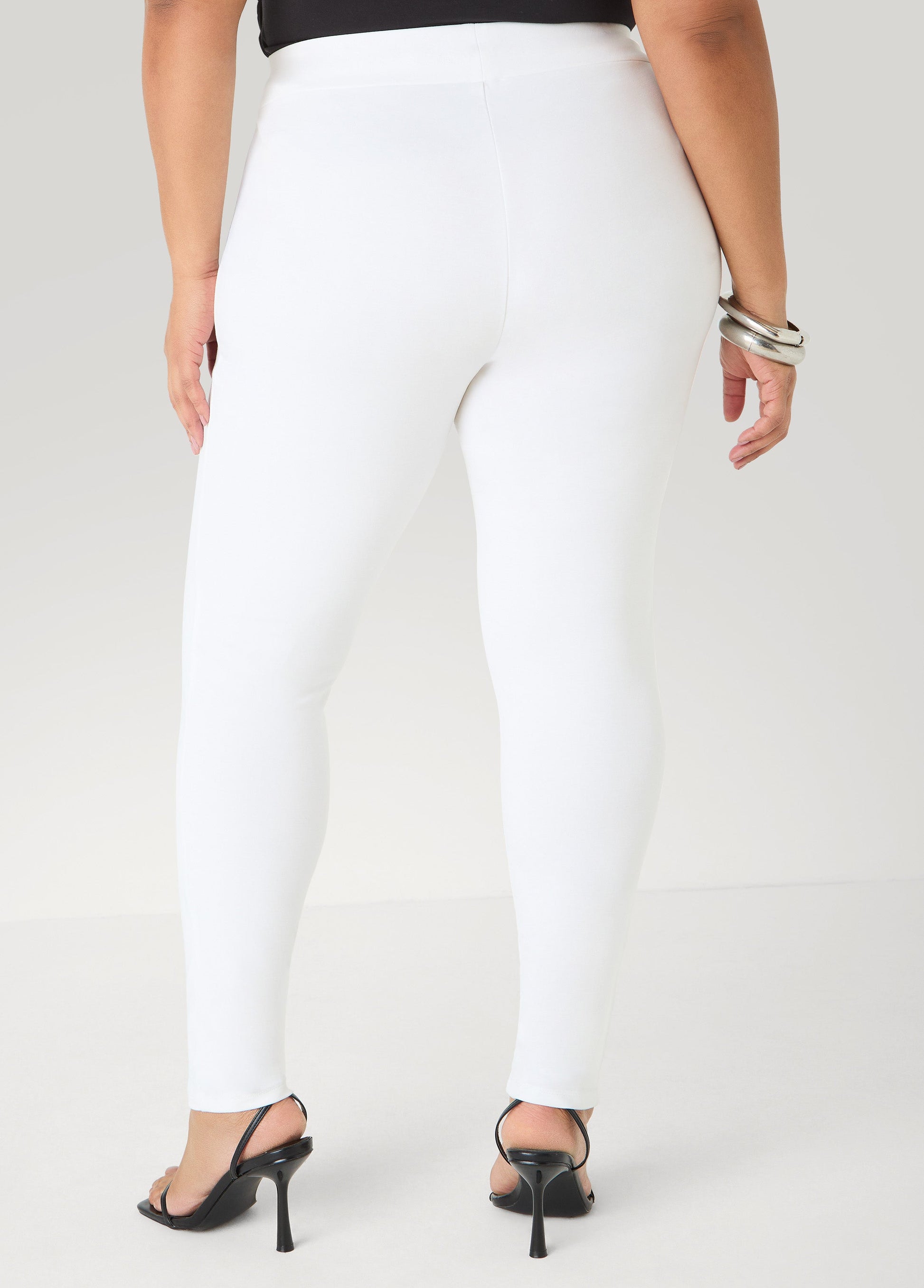 Ashley Stewart Seamed High Waist Leggings White