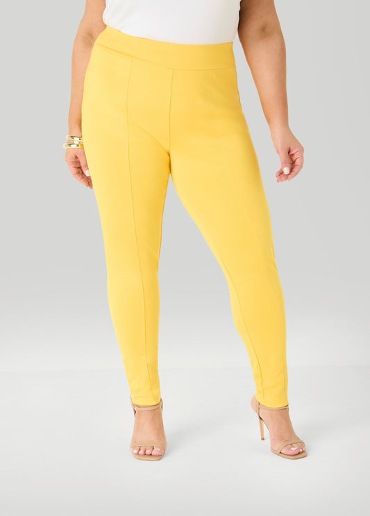 Ashley Stewart Seamed Ponte Leggings Spectra Yellow
