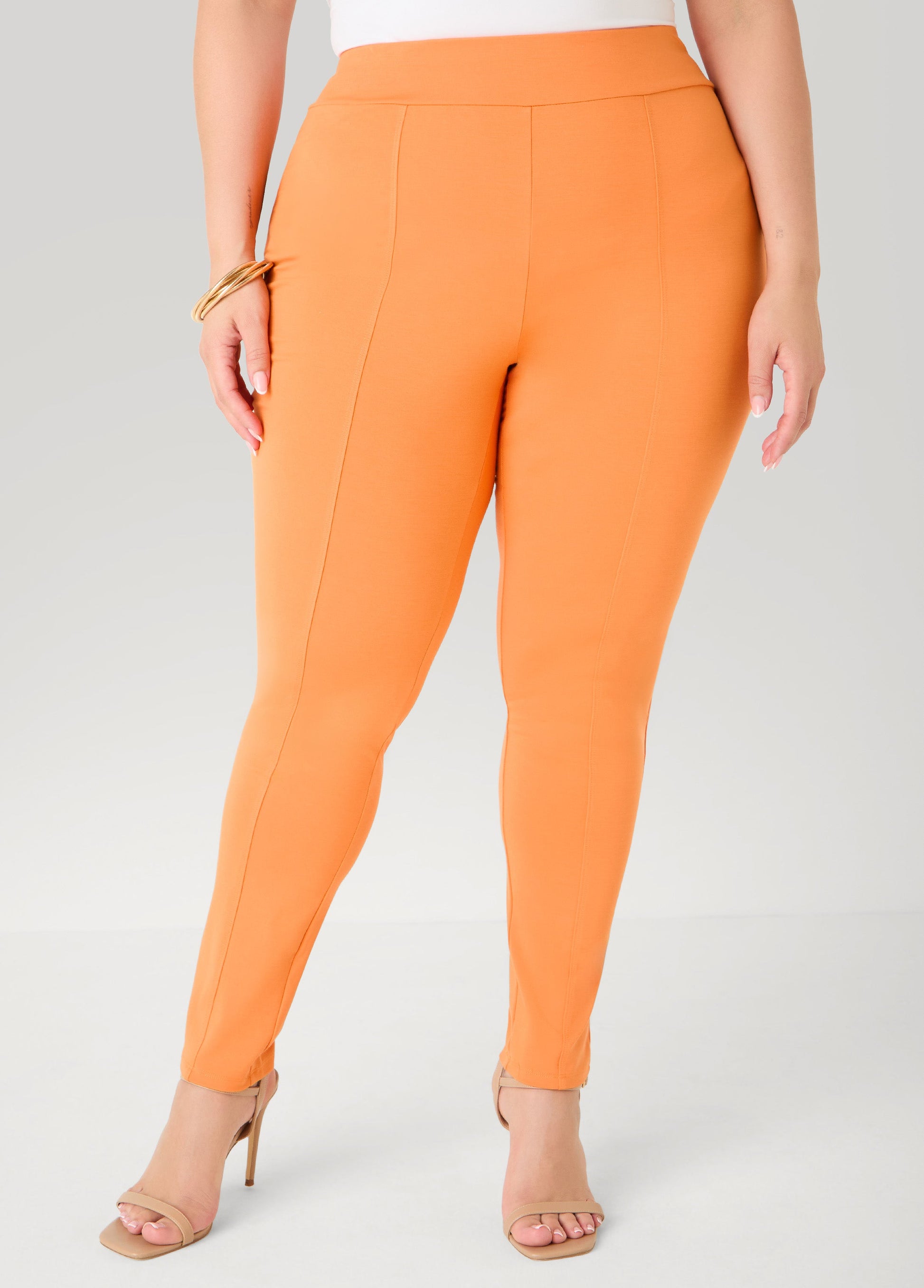 Ashley Stewart Seamed Ponte Leggings Spectra Yellow