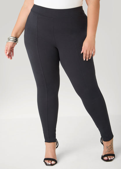Ashley Stewart Seamed High Rise Leggings Black