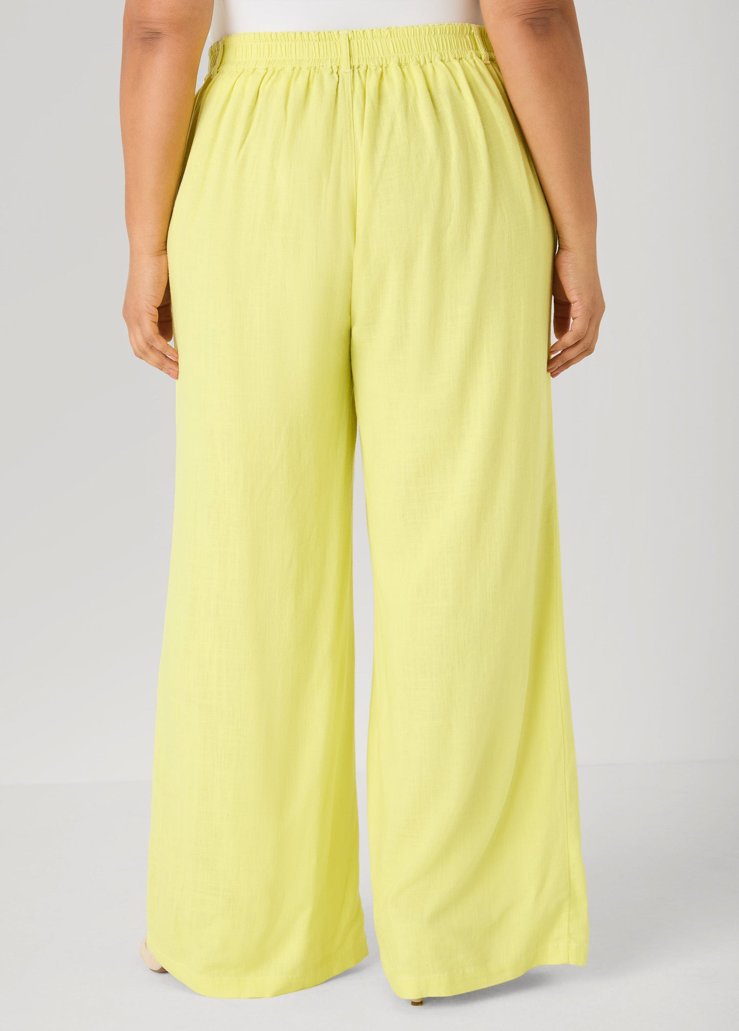 Ashley Stewart Linen Blend Wide Leg Pants White