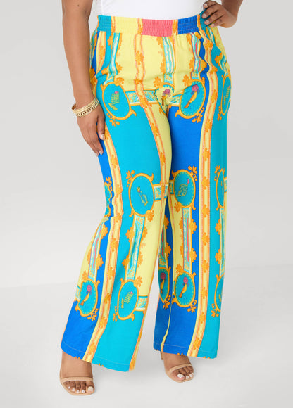 Ashley Stewart Scarf Print Wide Leg Pants Multi
