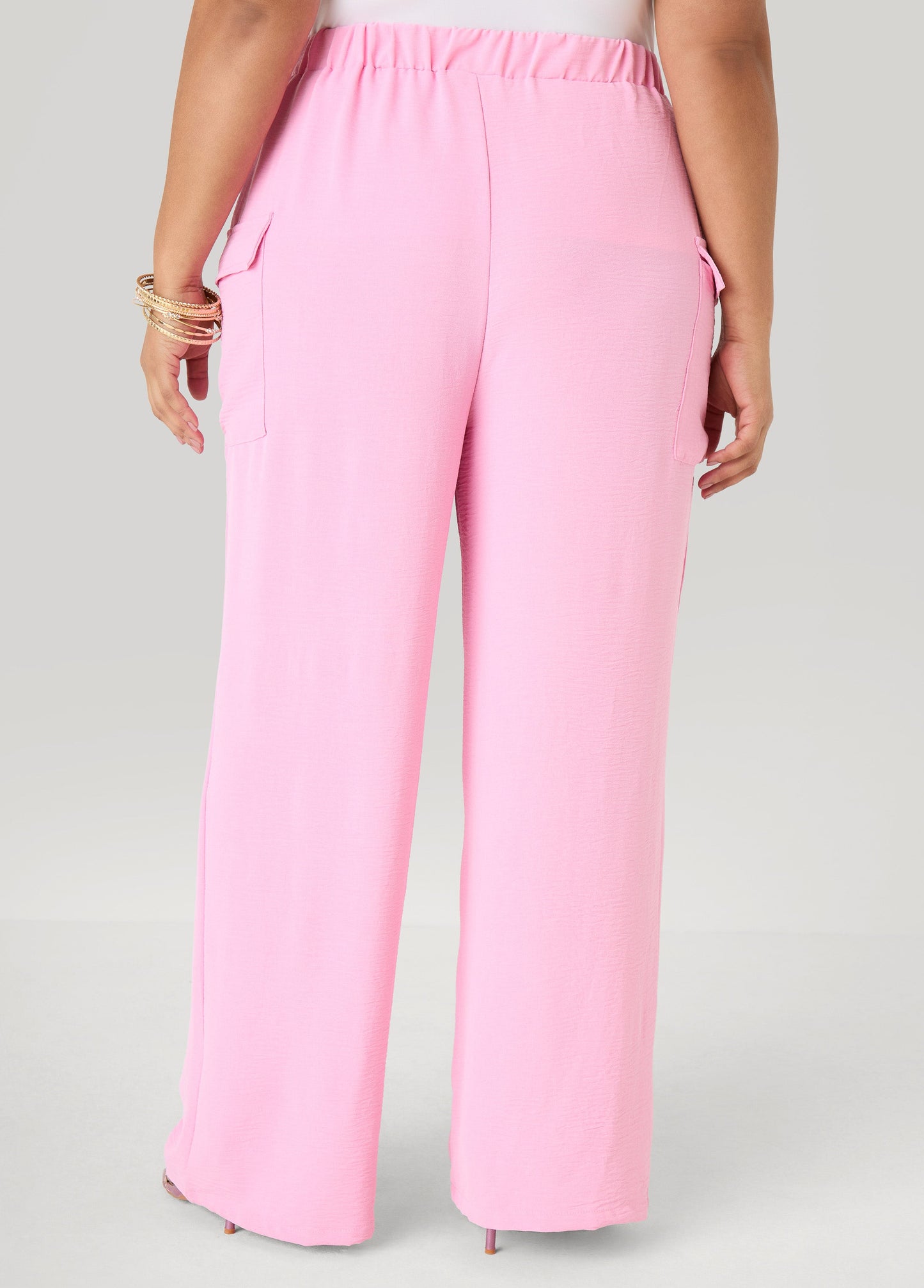 Ashley Stewart Textured Wide Leg Cargo Pants Rooibos