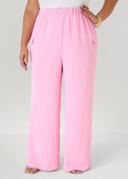 Ashley Stewart Textured Wide Leg Cargo Pants Rooibos
