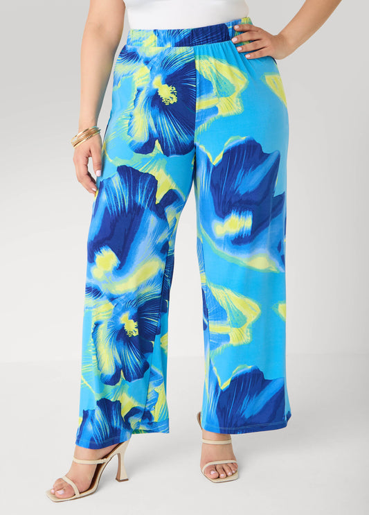 Ashley Stewart Tropical Wide Leg Pants Multi