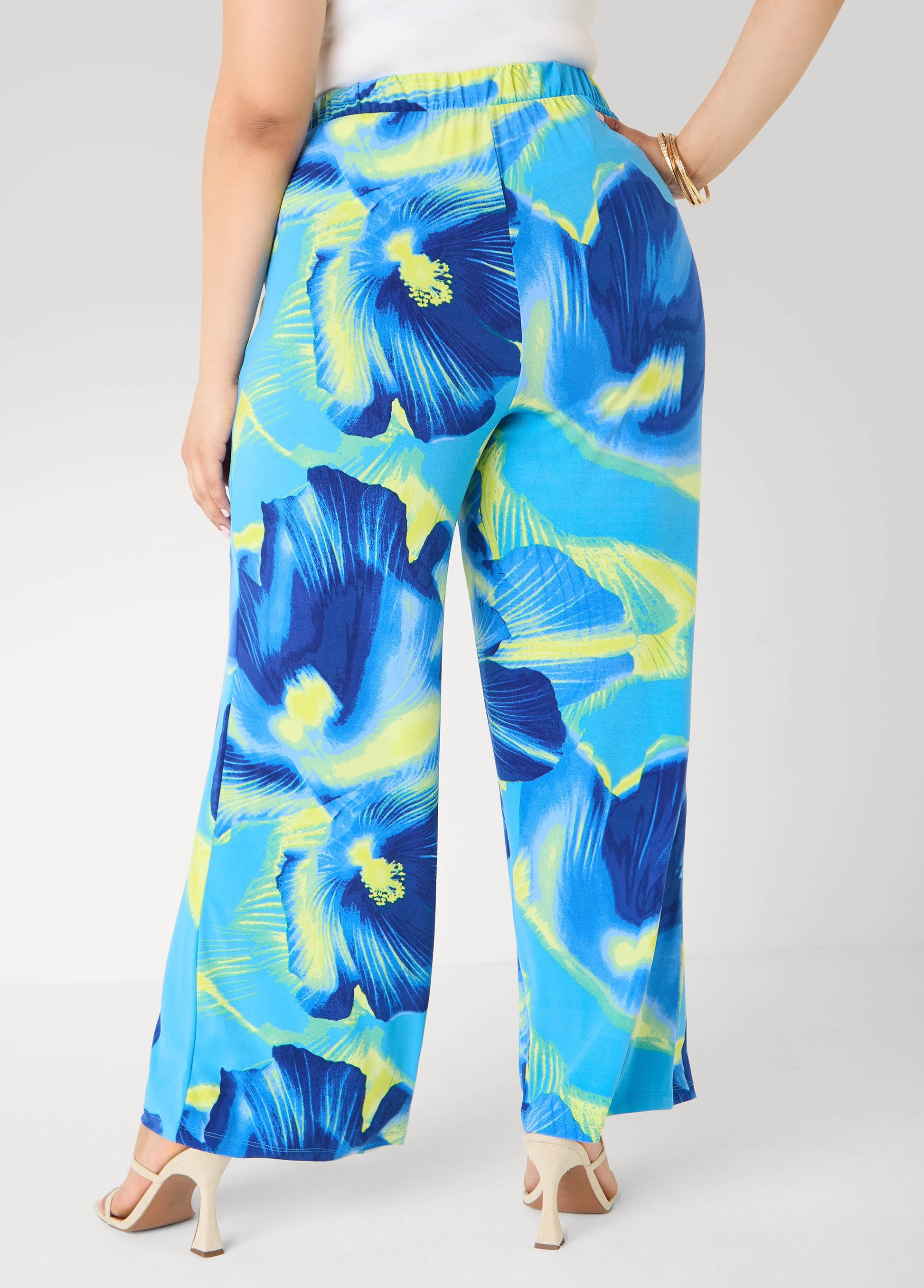 Ashley Stewart Tropical Wide Leg Pants Multi