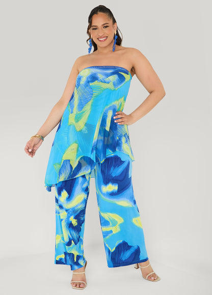 Ashley Stewart Tropical Wide Leg Pants Multi