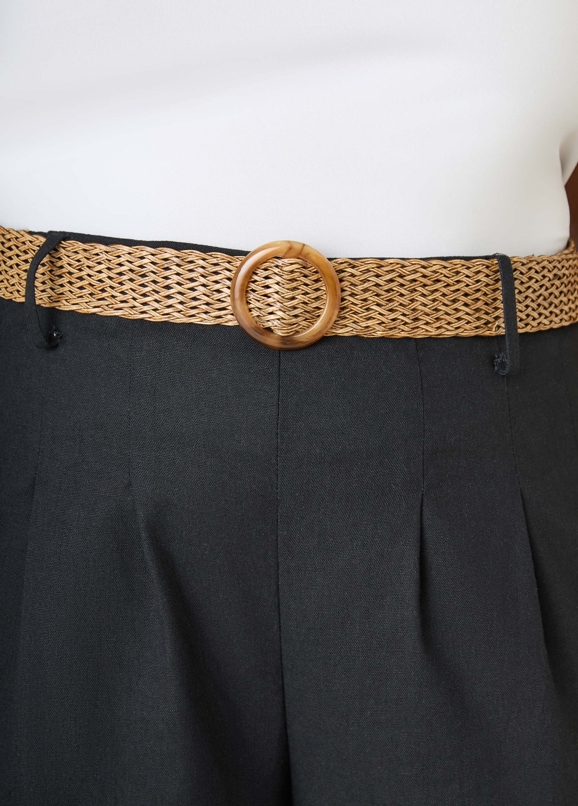 Ashley Stewart Belted Wide Leg Pants Black