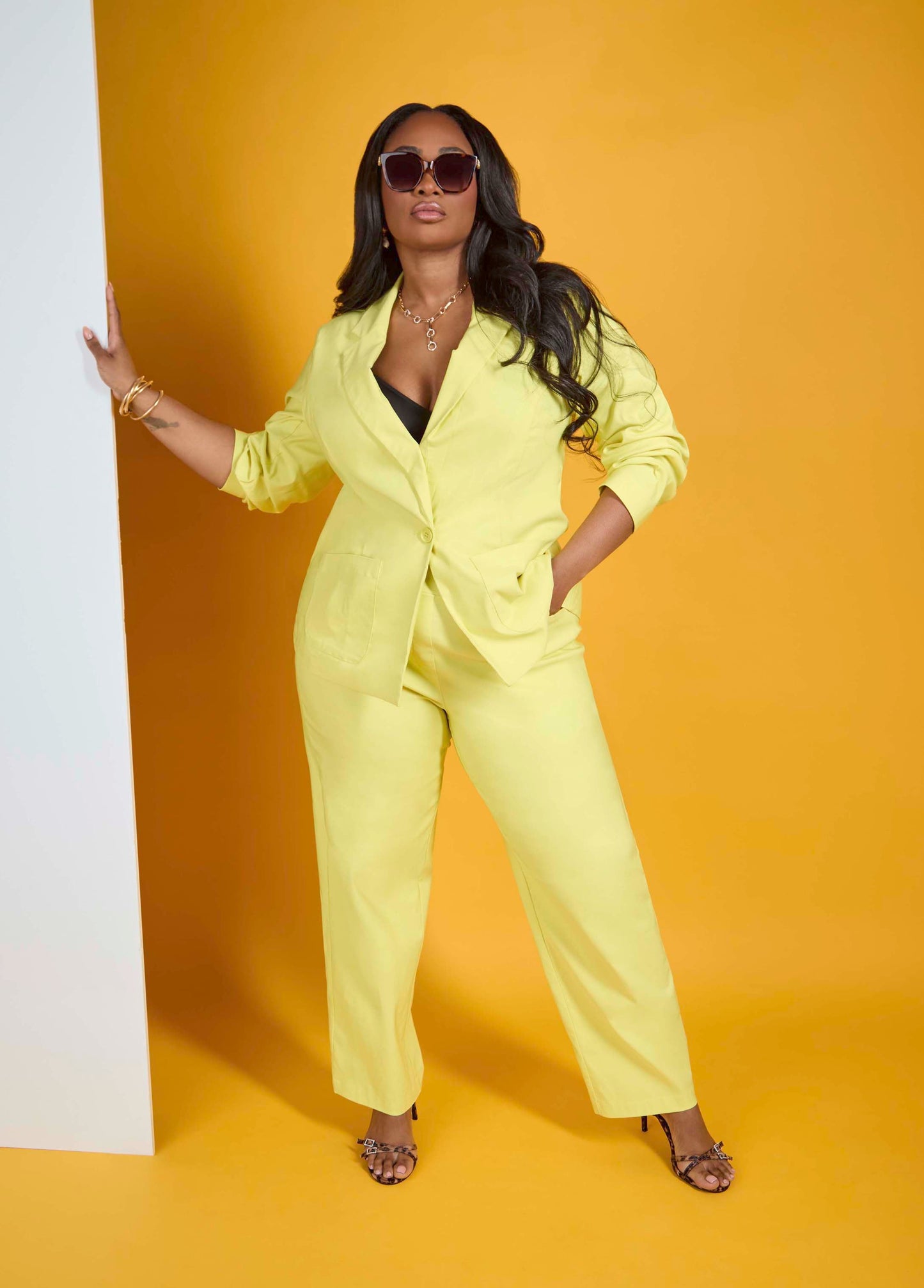 Ashley Stewart Millennium Straight Leg Trousers Canary Yellow