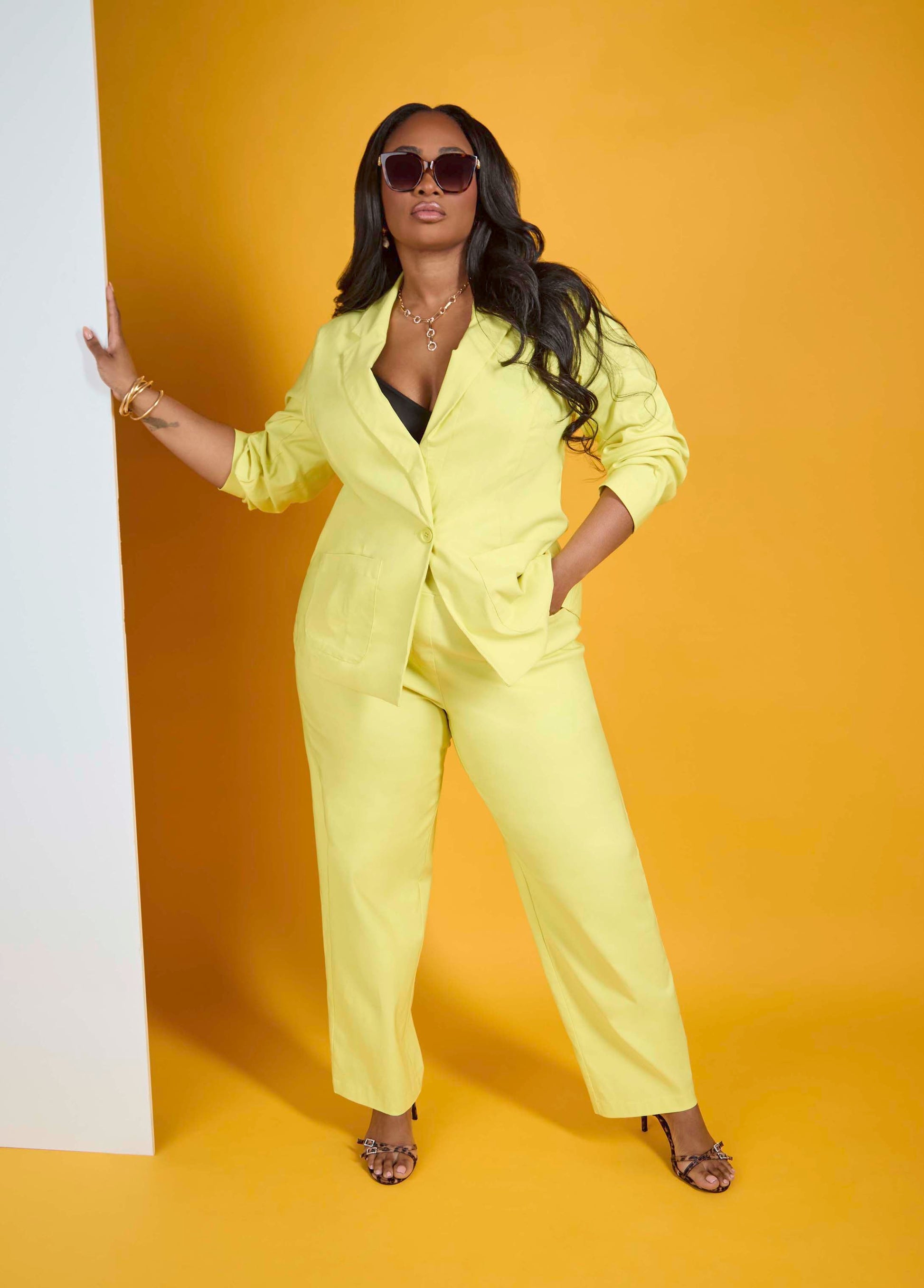 Ashley Stewart Millennium Straight Leg Trousers Canary Yellow