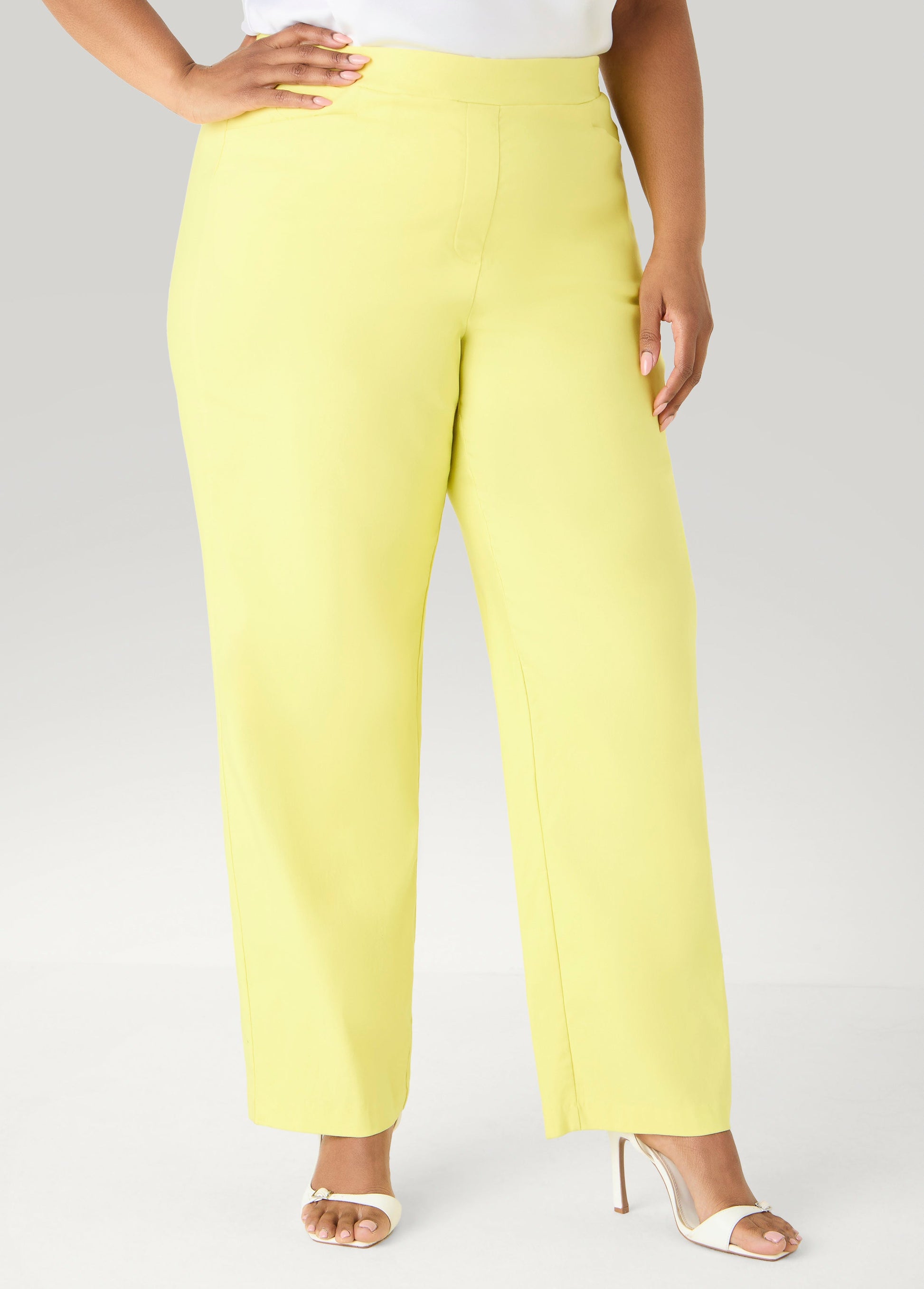 Ashley Stewart Millennium Straight Leg Trousers Canary Yellow