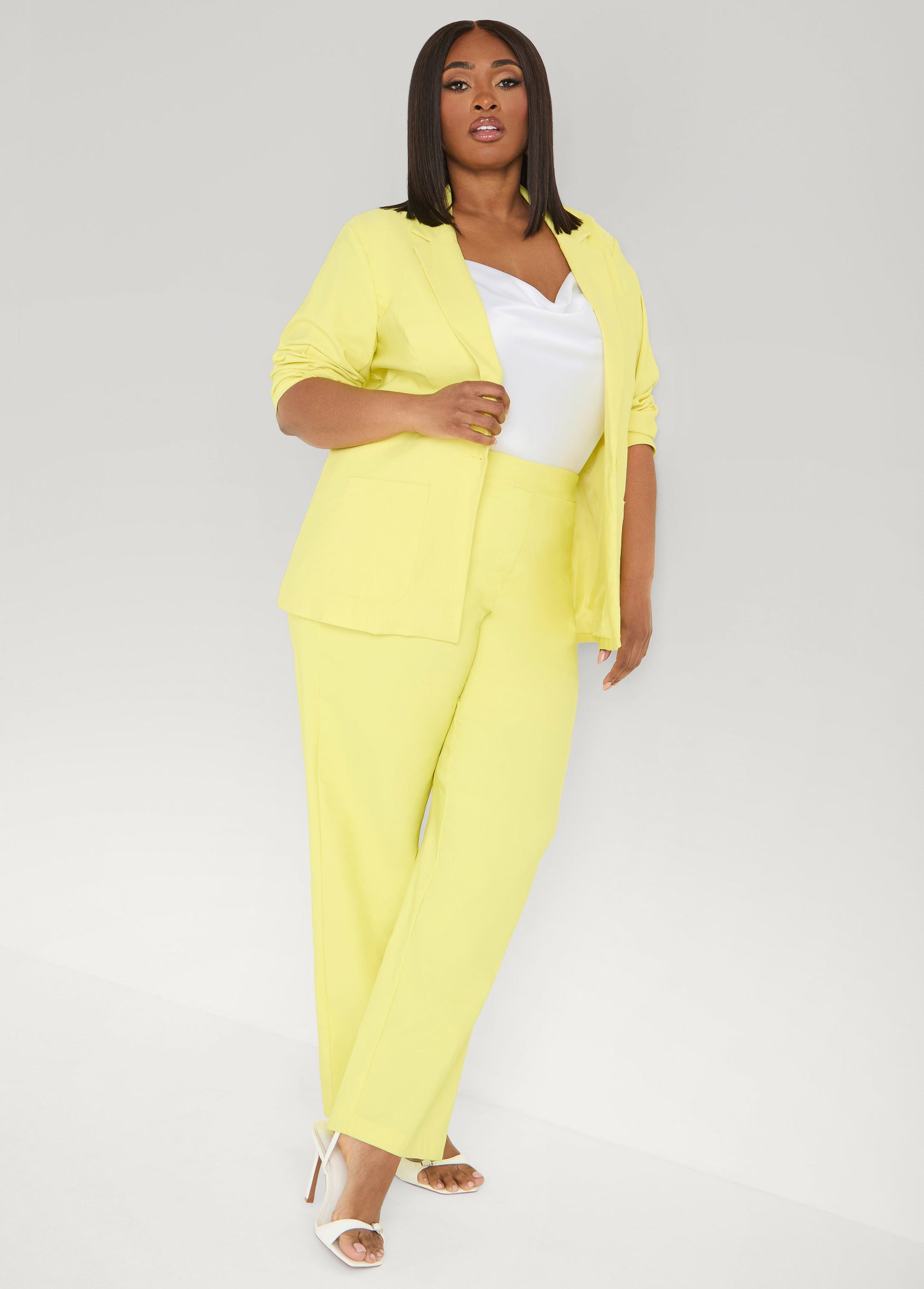 Ashley Stewart Millennium Straight Leg Trousers Canary Yellow