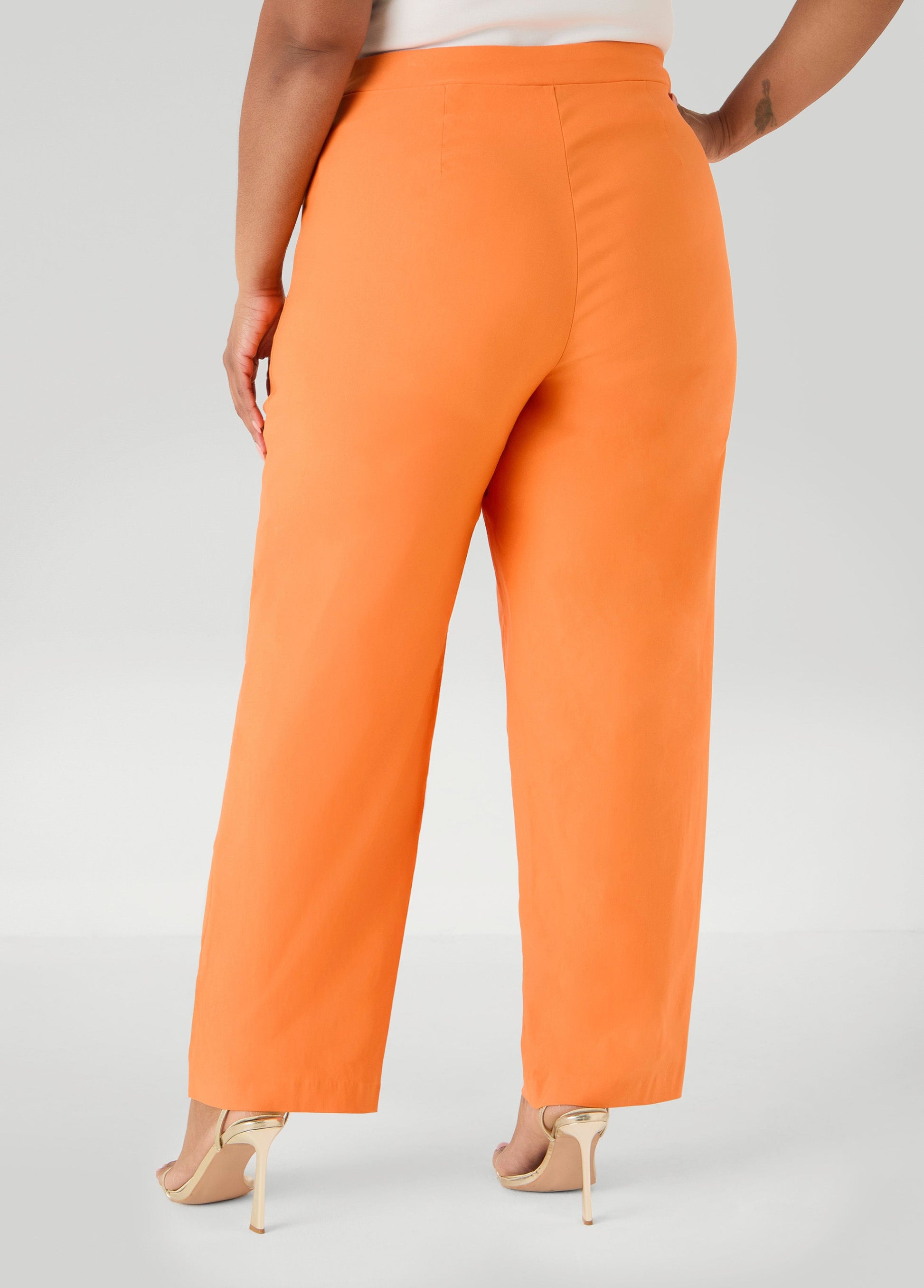 Ashley Stewart Millennium Mid Rise Trousers Persimmon Orange