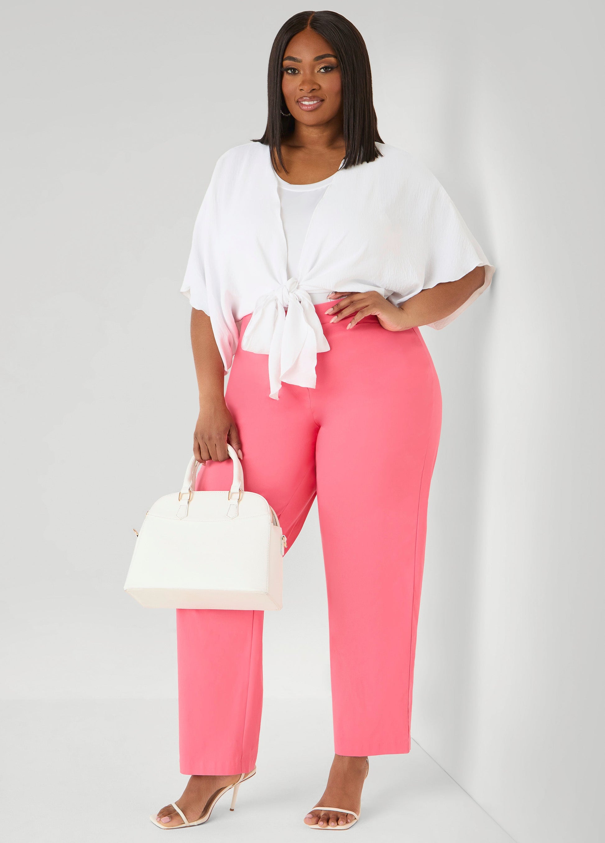 Ashley Stewart Millennium Mid Rise Trousers Persimmon Orange