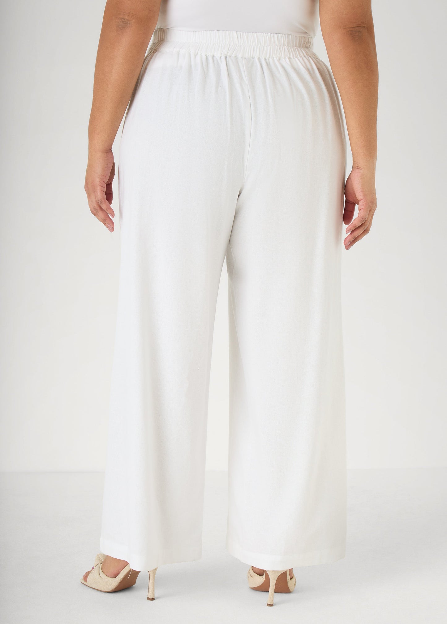 Ashley Stewart Pull On Linen Blend Pants Macaw Green