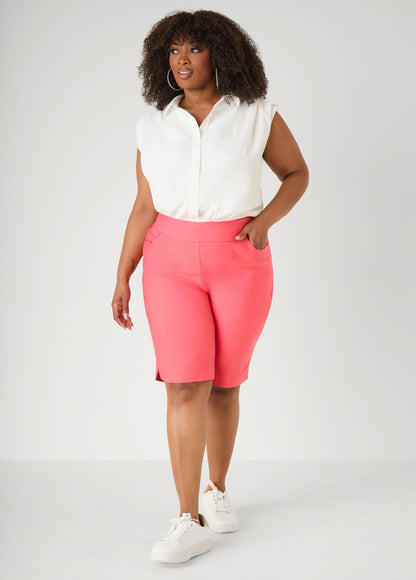 Ashley Stewart Millennium Pull On Bermuda Shorts Victoria Blue