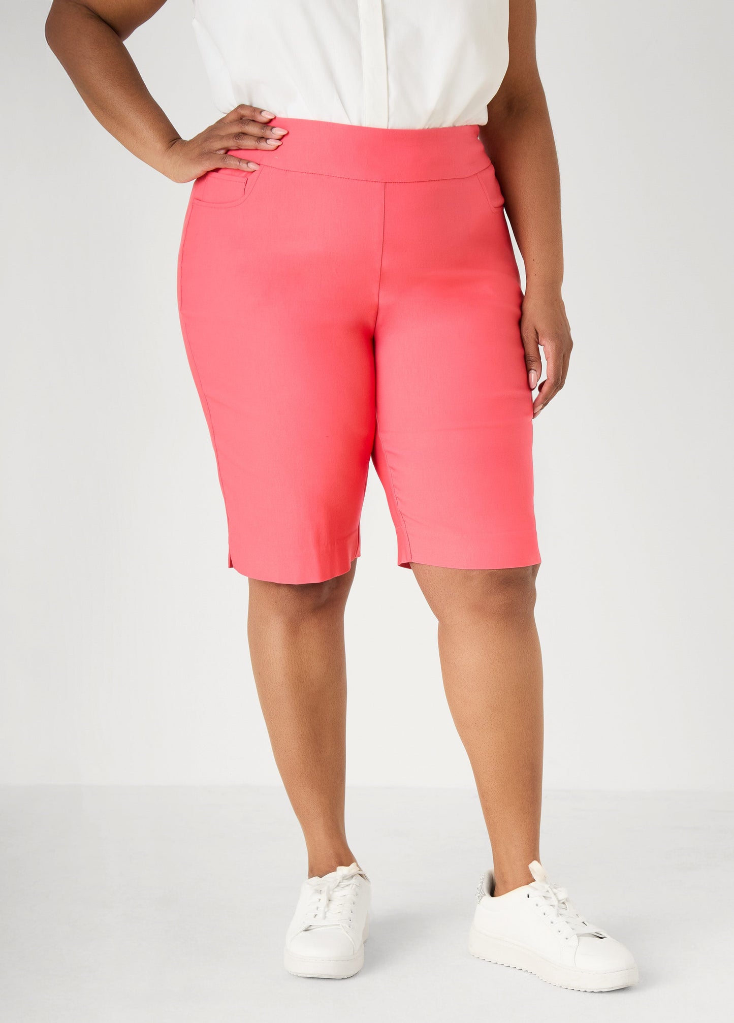 Ashley Stewart Millennium Pull On Bermuda Shorts Victoria Blue