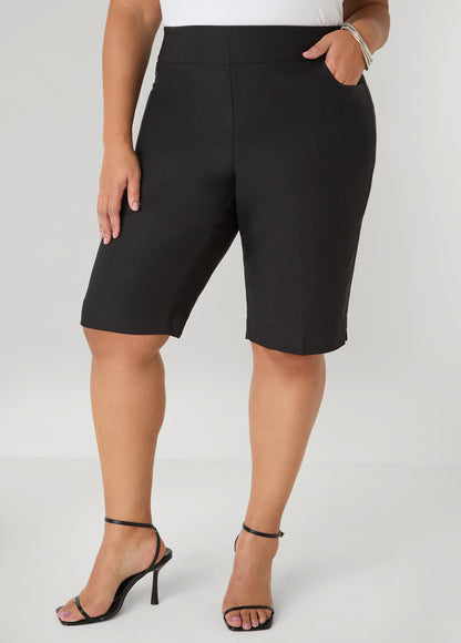 Ashley Stewart Millennium Slip On Bermuda Shorts Black