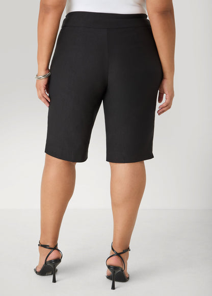Ashley Stewart Millennium Slip On Bermuda Shorts Black