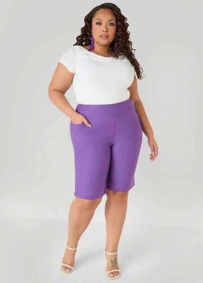 Ashley Stewart Millennium Pull On Bermuda Short Pansy