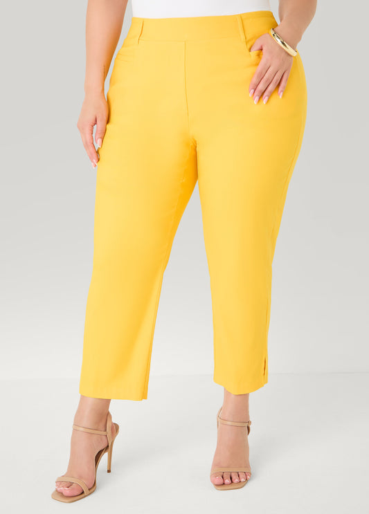 Ashley Stewart Millennium Split Cuff Capris Spectra Yellow