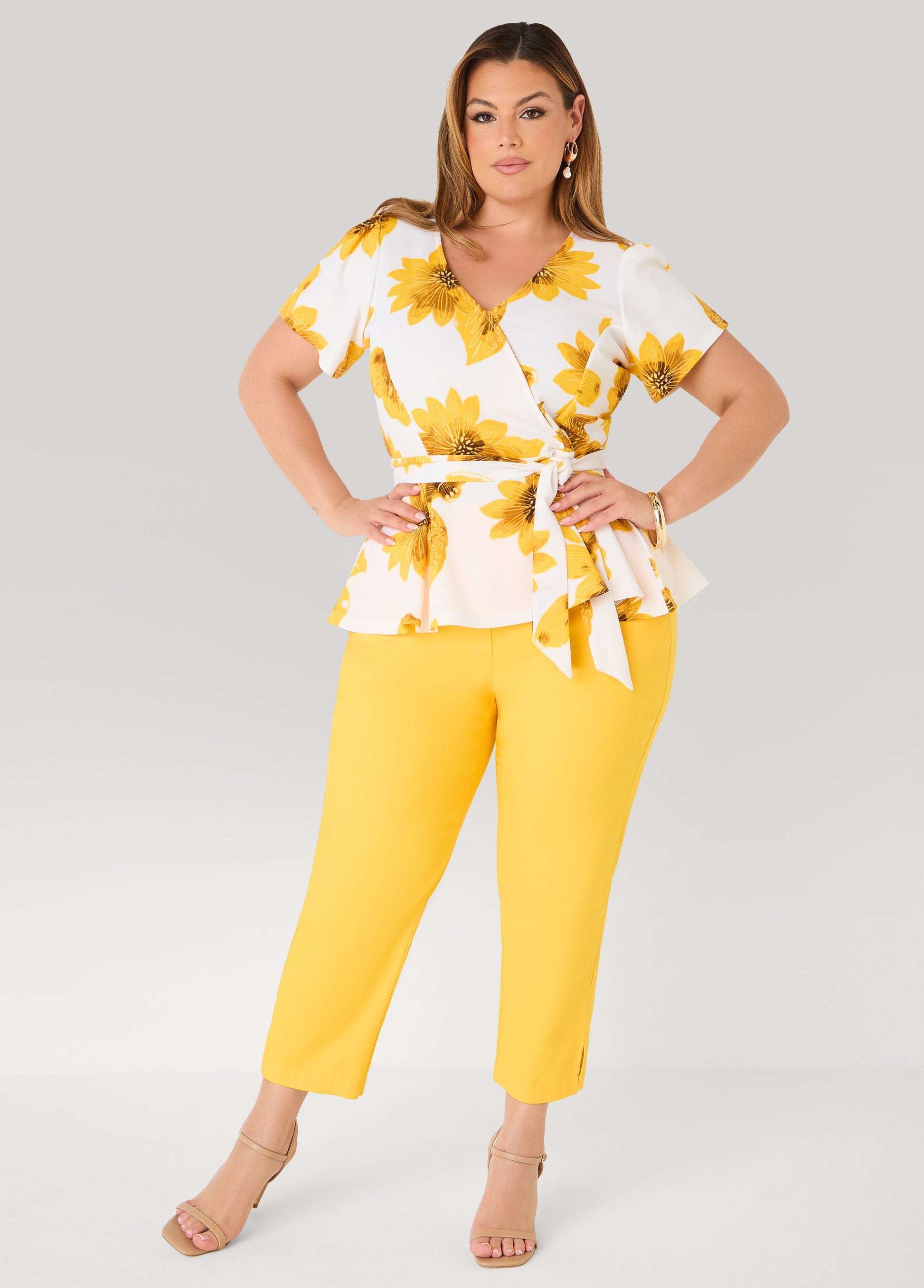 Ashley Stewart Millennium Split Cuff Capris Spectra Yellow