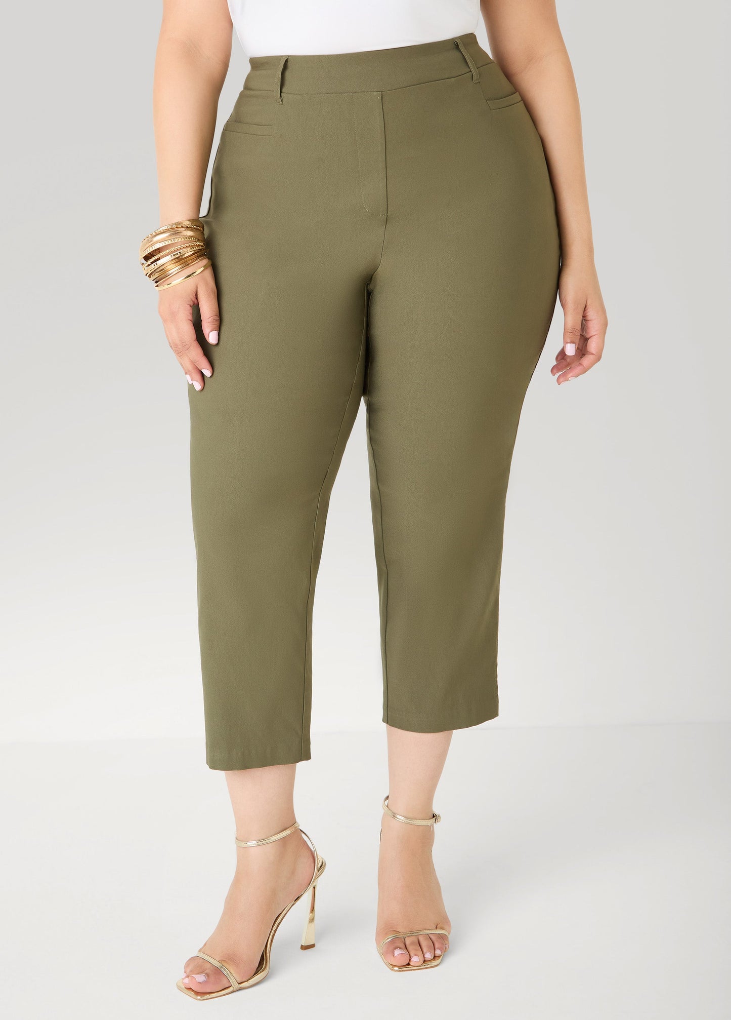 Ashley Stewart Millennium Split Cuff Capris Spectra Yellow