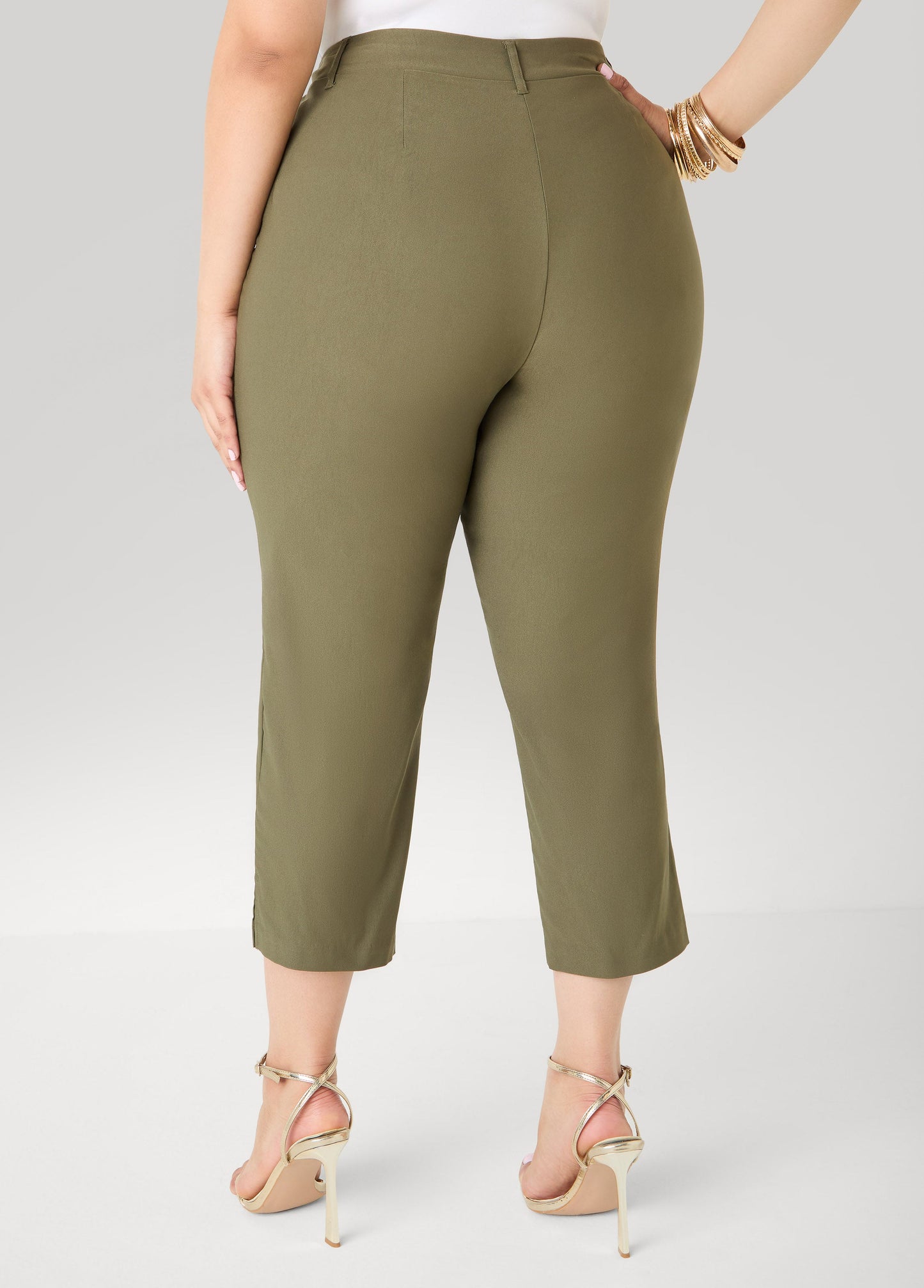 Ashley Stewart Millennium Split Cuff Capris Spectra Yellow