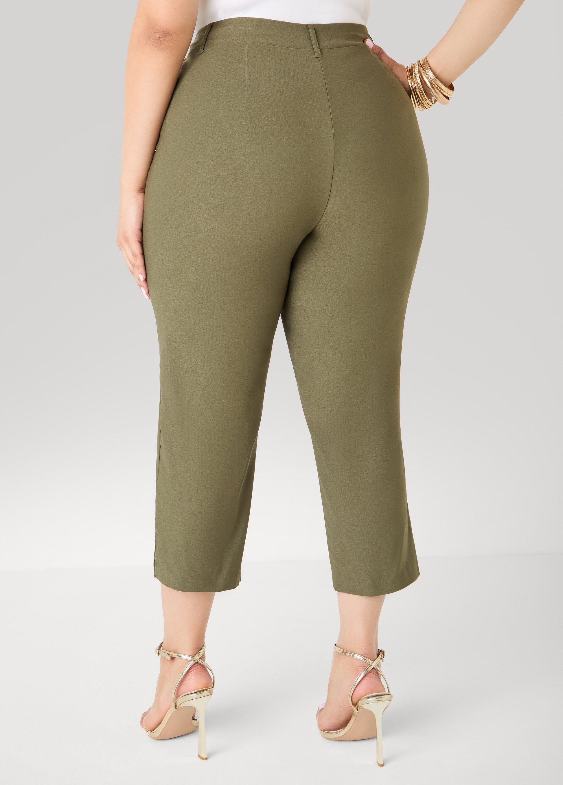 Ashley Stewart Millennium Split Cuff Capris Spectra Yellow