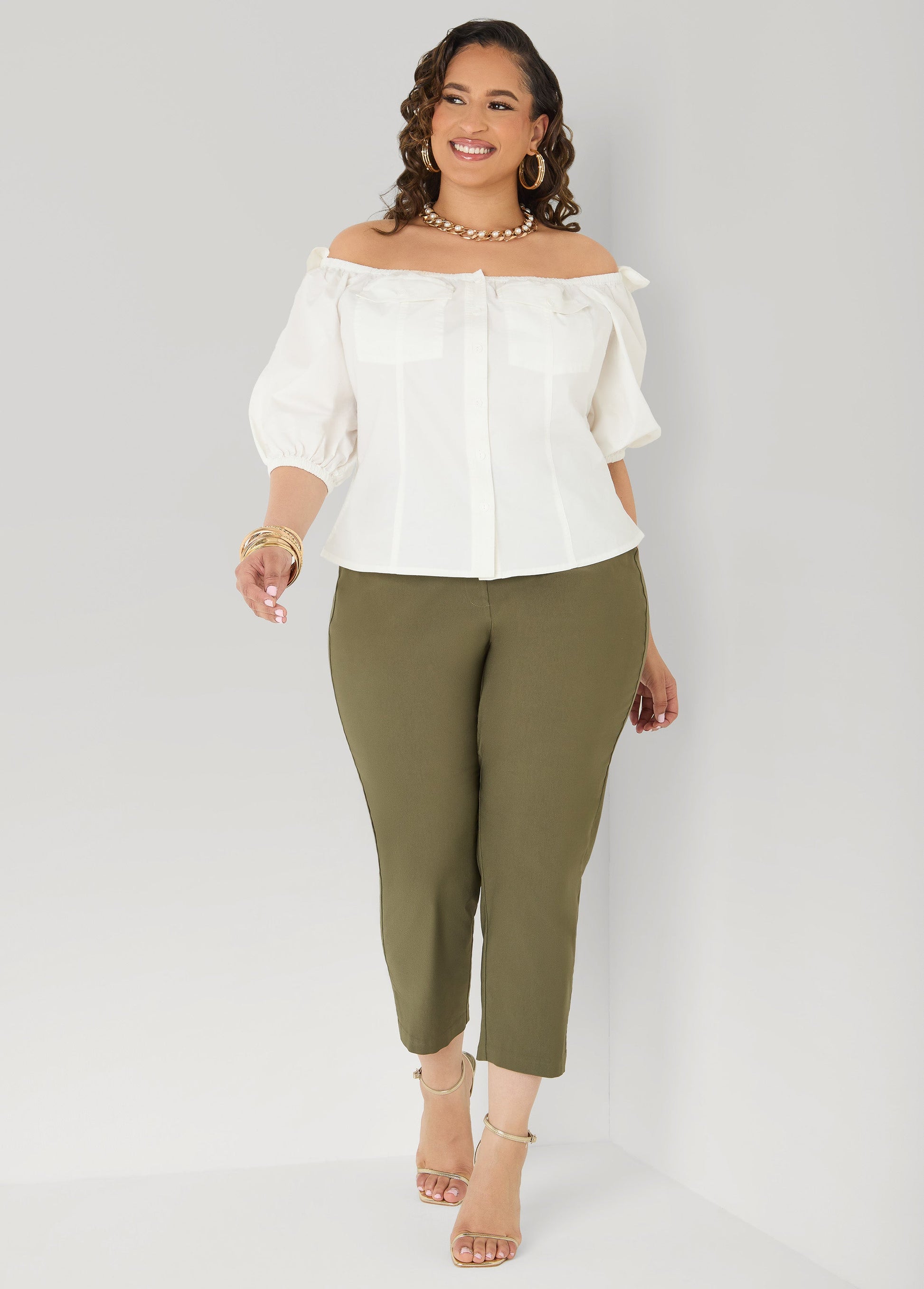 Ashley Stewart Millennium Split Cuff Capris Spectra Yellow