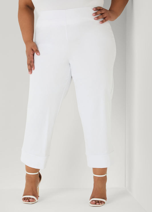 Ashley Stewart Cuffed Ponte Capris White