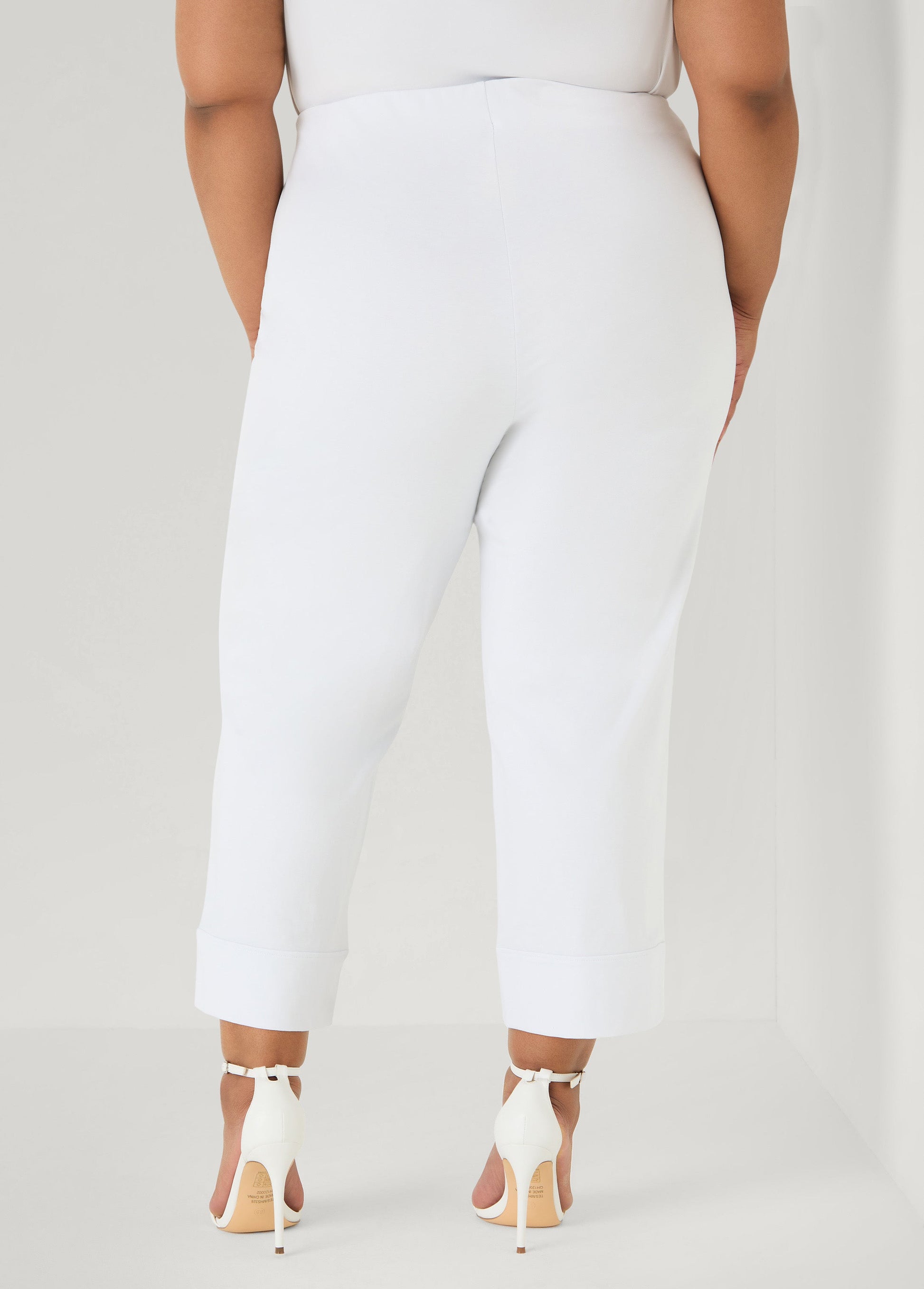 Ashley Stewart Cuffed Ponte Capris White