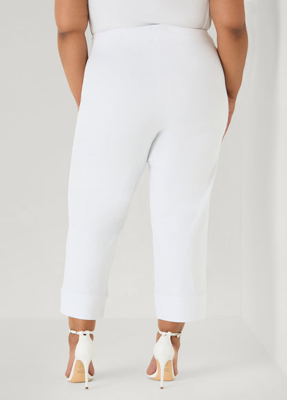 Ashley Stewart Cuffed Ponte Capris White