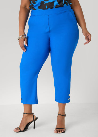 Ashley Stewart Millennium Button Accented Capris Victoria Blue