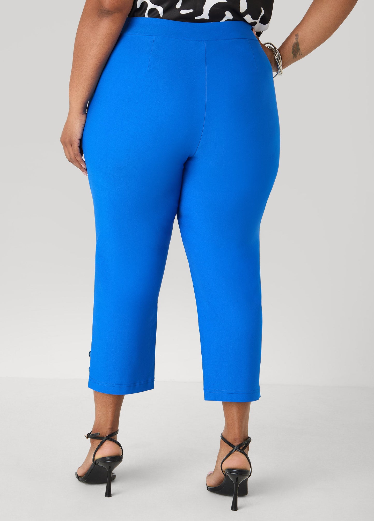 Ashley Stewart Millennium Button Accented Capris Victoria Blue